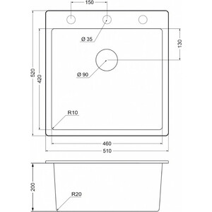 Кухонная мойка EMAR EMQ-1510.Q берилл