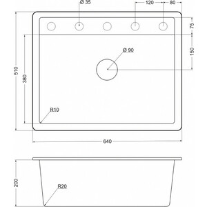 Кухонная мойка EMAR EMQ-1640.Q барит