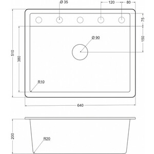 Кухонная мойка EMAR EMQ-1640.Q сардоникс