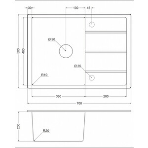 Кухонная мойка EMAR EMQ-1700.Q антрацит