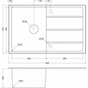 Кухонная мойка EMAR EMQ-1800.Q агат