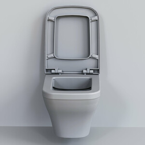 Унитаз подвесной безободковый Ambassador Benefit с толстым сиденьем-микролифт, матовый серый (203T20301R, 202T20301)