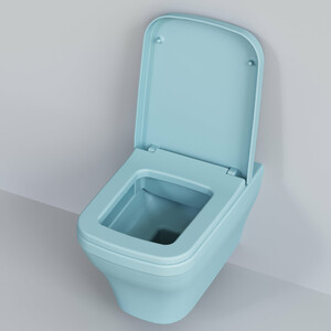 Унитаз подвесной безободковый Ambassador Benefit с толстым сиденьем-микролифт, матовый голубой (203T20801R, 202T20801)