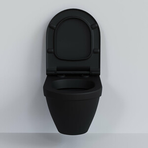 Унитаз подвесной безободковый Ambassador Nord с тонким сиденьем-микролифт, матовый черный (133T20201, 132T20201S)