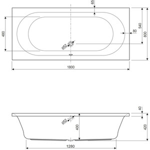 Акриловая ванна Cezares Metauro 180х80 с каркасом (METAURO-180-80-42-W37, EMP-180-80-MF-R)