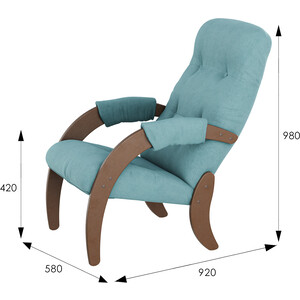 Кресло для отдыха Мебелик Модель 61 ткань ультра минт, каркас орех