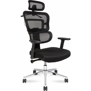 Офисное кресло NORDEN Ergo A111 черный пластик / черная сетка / черная ткань кресло офисное norden партнер aluminium пластик черная сетка черная ткань мультиблок