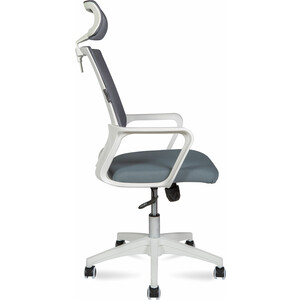 Офисное кресло NORDEN Бит 815AW-AF03-T58 белый пластик / серая сетка / темно серая ткань