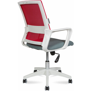 Офисное кресло NORDEN Бит LB 815BW-AF08-T58 белый пластик / красная сетка / темно серая ткань