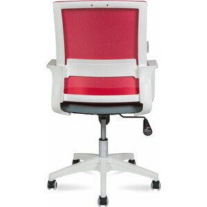 Офисное кресло NORDEN Бит LB 815BW-AF08-T58 белый пластик / красная сетка / темно серая ткань