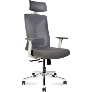 Офисное кресло NORDEN Бостон SL 8001A-2 grey серая сетка / серая ткань / серый пластик / хром крестовина офисное кресло norden пинин смарт d065f черная сетка черная ткань