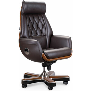 Офисное кресло NORDEN Трон YS1505A-brown коричневая кожа