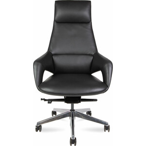 Офисное кресло NORDEN Шопен FK 0005-A black leather черная кожа / алюминий крестовина