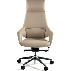 Офисное кресло NORDEN Шопен FK 0005-A beige leather бежевая кожа / алюминий крестовина