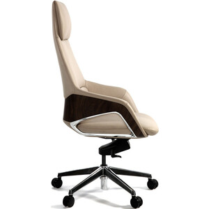 Офисное кресло NORDEN Шопен FK 0005-A beige leather бежевая кожа / алюминий крестовина