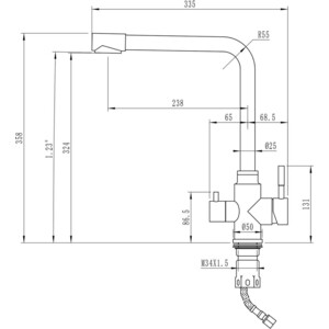 Смеситель для кухни Mixline ML-GS13 (328) с подключением фильтра, бежевый (4630099749762)