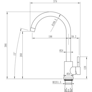 Смеситель для кухни Mixline ML-GS15 (308) черный (4610211000124)