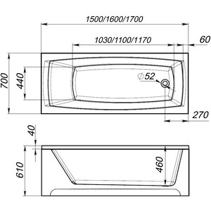Акриловая ванна Lasko Rest 150х70 с ножками и фронтальной панелью