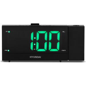 Радиобудильник Hyundai H-RCL243 черный LCD проек.изоб. подсв:зеленая часы:цифровые FM радиобудильник hyundai h rcl200 led подсветка часы цифровые am fm
