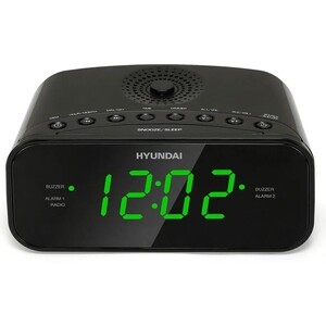 Радиобудильник Hyundai H-RCL221 черный LCD подсв:зеленая часы:цифровые FM радиобудильник hyundai h rcl200 led подсветка часы цифровые am fm