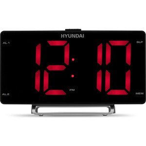Радиобудильник Hyundai H-RCL246 черный LCD подсв:красная часы:цифровые FM радиобудильник hyundai h rcl200 led подсветка часы цифровые am fm