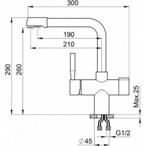 Смеситель для кухни Granula GR-2088 с подключением фильтра, сланец