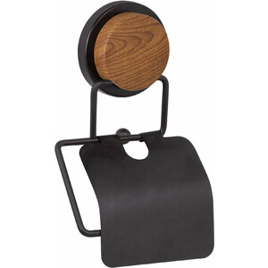 Держатель туалетной бумаги Fixsen Magic Wood с крышкой, черный/дерево (FX-46010) держатель туалетной бумаги fixsen europa fx 21810b