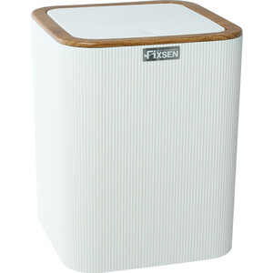 Ведро для мусора Fixsen White Wood 5 л, с крышкой, белое/дерево (FX-401-6) wall cabinet white 49x22x59 cm solid wood