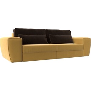 Лига Диванов Прямой диван Лига-008 микровельвет желтый/коричневый кресло лига диванов неаполь микровельвет желтый 111963