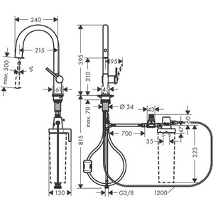 Смеситель для кухни Hansgrohe Aqittura M91 с подключением фильтра, матовый черный (76803670)