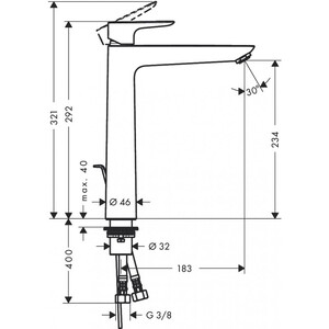 Смеситель для раковины Hansgrohe Talis E с донным клапаном, шлифованный черный хром (71716340)