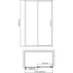 Душевая дверь Wasserkraft Main 41S 120х200 прозрачная, хром (41S05)