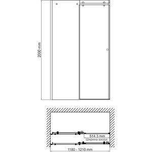 Душевая дверь Wasserkraft Vils 56R 120х200 прозрачная, хром (56R05)