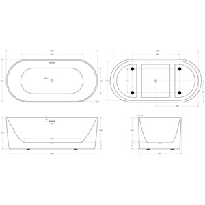 Акриловая ванна BelBagno 170х80 слив-перелив, белая матовая (BB411-1700-800-MATT)