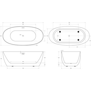 Акриловая ванна BelBagno 170х80 слив-перелив, белая (BB414-1700-800)