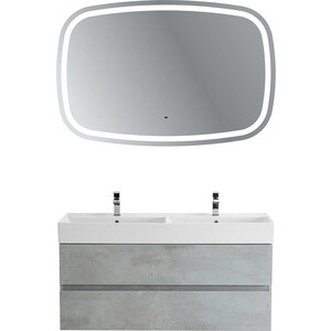 Мебель для ванной Cezares Molveno 46 120х46 с двойной раковиной, Beton зеркало cezares molveno 100х80 с подсветкой датчик движения czr spc molveno 1000 800 mov