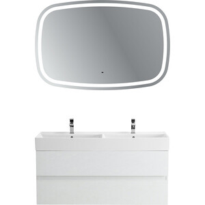 Мебель для ванной Cezares Molveno 46 120х46 с двойной раковиной, Bianco Ghiaccio зеркало cezares molveno 110х80 с подсветкой датчик движения czr spc molveno 1100 800 mov