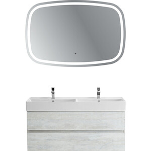 Мебель для ванной Cezares Molveno 46 120х46 с двойной раковиной, Legno Bianco зеркало cezares molveno 110х80 с подсветкой датчик движения czr spc molveno 1100 800 mov