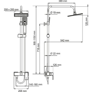 Душевая система Wasserkraft хром (A17702)