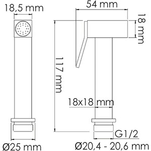 Гигиенический душ Wasserkraft с фиксатором, черный (A214)