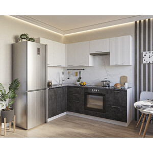 Кухня Mebel Ars Солара акация белая, бетон темный кухонный гарнитур дюна 1500 дуб сонома венге дуглас темный