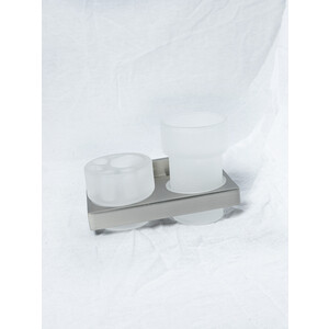 Стакан для ванной Tiger Items двойной, брашированная сталь/стекло матовое (2828.2.09.00) воздухоувлажнитель kitfort кт 2828 1 white lilac