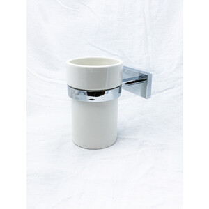 Стакан для ванной Metaform Thelma белый/хром (110402100) держатель туалетной бумаги metaform silver с крышкой хром 110986100