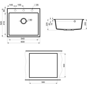 Кухонная мойка и смеситель Point Бинга 60 с дозатором, черная (PN3003B, PN3101B, PN3201B)