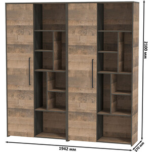 Комплект мебели Моби Трувор 13.206 шкаф-стеллаж + 13.206 шкаф-стеллаж дуб гранж песочный/интра