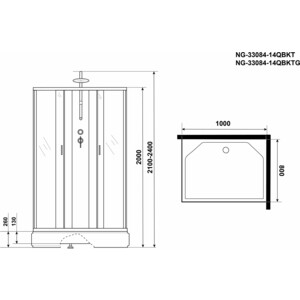 Душевая кабина Niagara NG-33084-14QBKTG 100х80х210-240