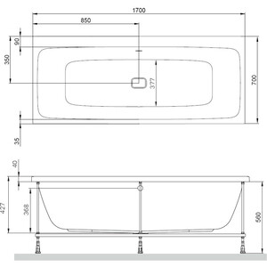 Акриловая ванна Am.Pm Func 170х70 с каркасом и фронтальной панелью