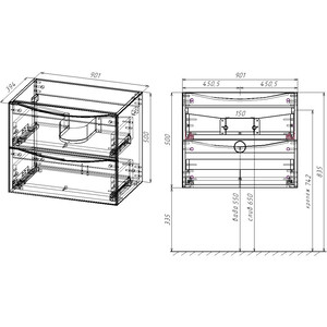 Тумба с раковиной Vincea Mia Slim 90х39 R.Wood (VMC-2MC900S1RW, VBS-13990S1)