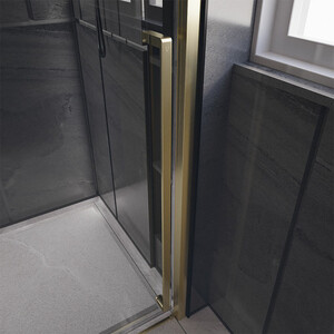 Душевая дверь Veconi Premium Trento PTD-30G 130х200 прозрачная, брашированное золото (PTD30-G-130-01-C4)