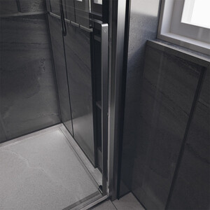 Душевая дверь Veconi Premium Trento PTD-30GR 130х200 прозрачная, брашированный графит (PTD30-GR-130-01-C4)